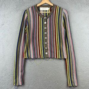 MARQUES ALMEIDA Multicolor Striped Knit Cropped Cardigan Sweater